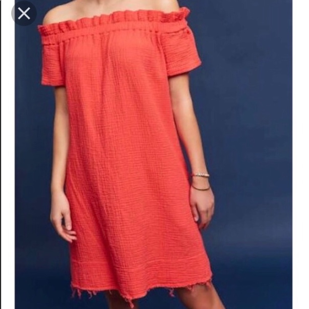 Anthropologie off the shoulder linen blend dress